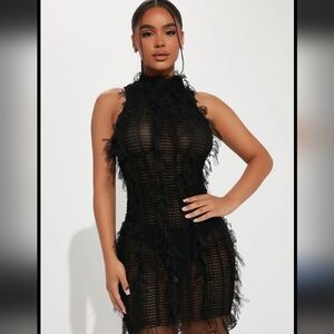 Fashion Nova Black Mesh Mini Dress